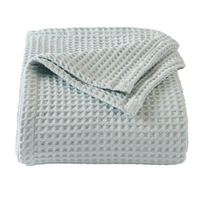 100% Cotton Waffle Weave Bed Blanket | Soft, Breathable, and Lightweight Blanket for All-Season | Perfect for Layering | Brielle Collection (King, ICY Blue)