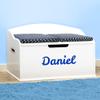 DIBSIES Personalized Creative Wonders Toy Box, Signature Series for Boys, 30 x 19.25 x 18 inches, Soft-Close Lid (White) view 3