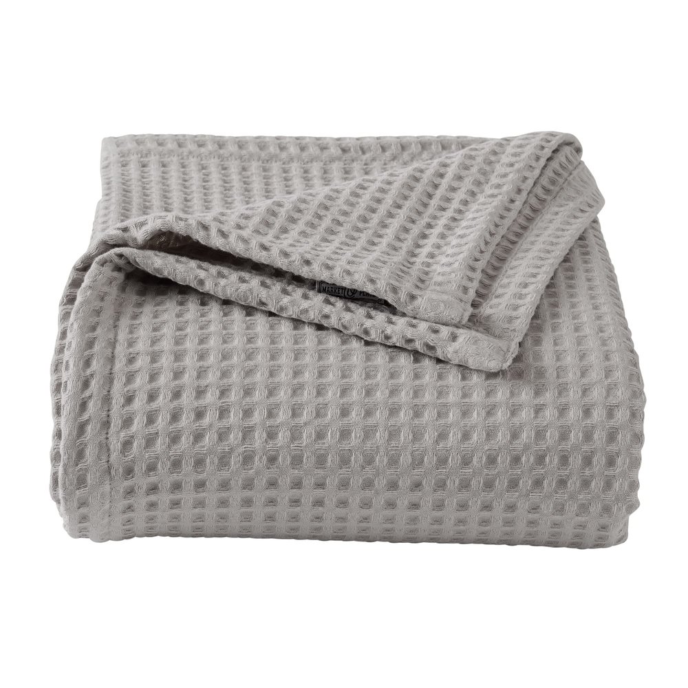 100% Cotton Waffle Weave Bed Blanket | Soft, Breathable, and Lightweight Blanket for All-Season | Perfect for Layering | Brielle Collection (King, Light Grey)