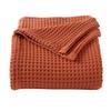 100% Cotton Waffle Weave Bed Blanket | Soft, Breathable, and Lightweight Blanket for All-Season | Perfect for Layering | Brielle Collection (Full/Queen, Burnt Orange) view 1
