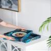 A&B Home Decorative Tray with Handles - Modern Minimalist Style Faux Leather Set of 2 Perfume Tray for Ottoman Couch Centerpiece Table Dcor, Blue view 2