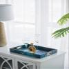 A&B Home Decorative Tray with Handles - Modern Minimalist Style Faux Leather Set of 2 Perfume Tray for Ottoman Couch Centerpiece Table Dcor, Blue view 4