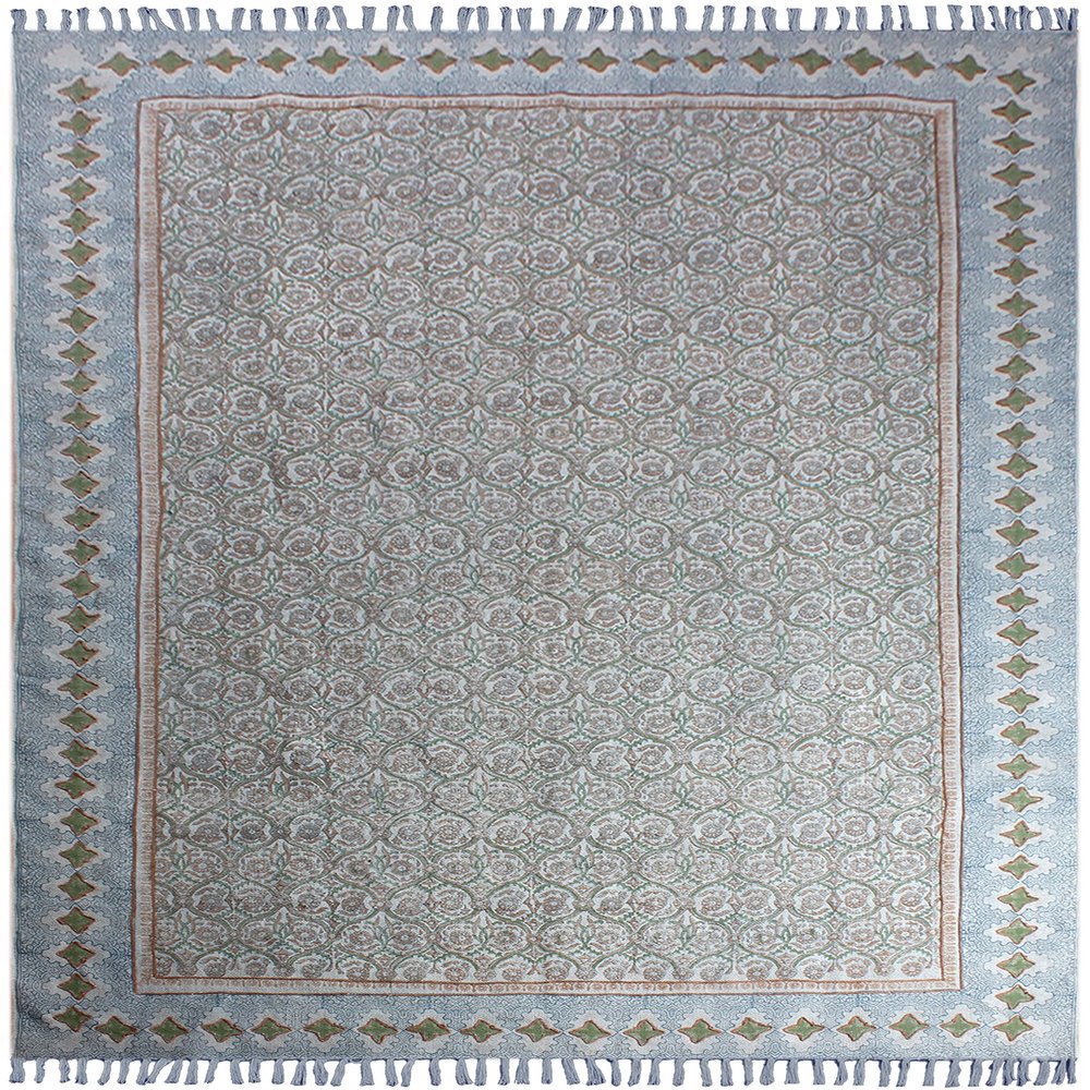 10x16 Kilim Rugs for Living Room Flatweave Rug Handmade Boho Geometric Design Grey Cotton Hand Block Printed Thick 0.19" Easy Washable Floor Carpet for Bedroom Indoor Outdoor Use
