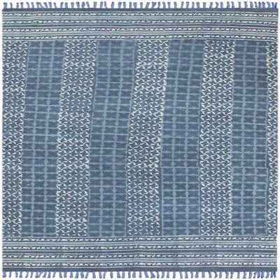 Indian Handmade Geometric Cotton Dhurrie Hand Woven Area Rug Flat Weave Bohemian Kilim Indoor Home/Office Decor Carpet Outdoor Patio Decor Rug 120x120 cm (4x4 Feet Square)