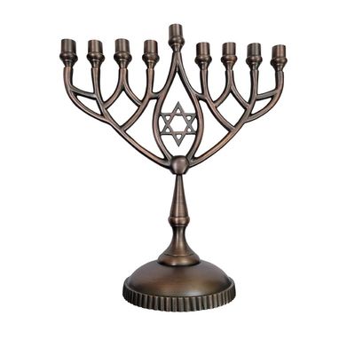 Adonai Hardware 12 Inch Hanukkah Menorah Pure Solid Brass Candle Stand - Oil Rubbed Bronze