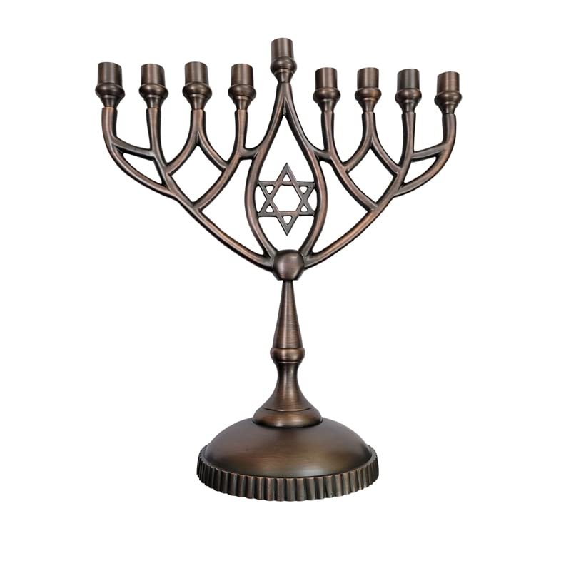 Adonai Hardware 12 Inch Hanukkah Menorah Pure Solid Brass Candle Stand - Oil Rubbed Bronze