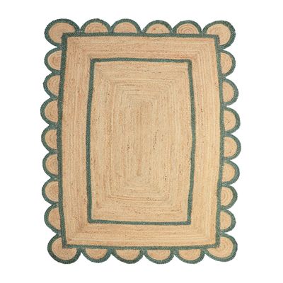 Gautam International Scallop Pattern Jute Bohemian Area Rug (9'x12', Green)