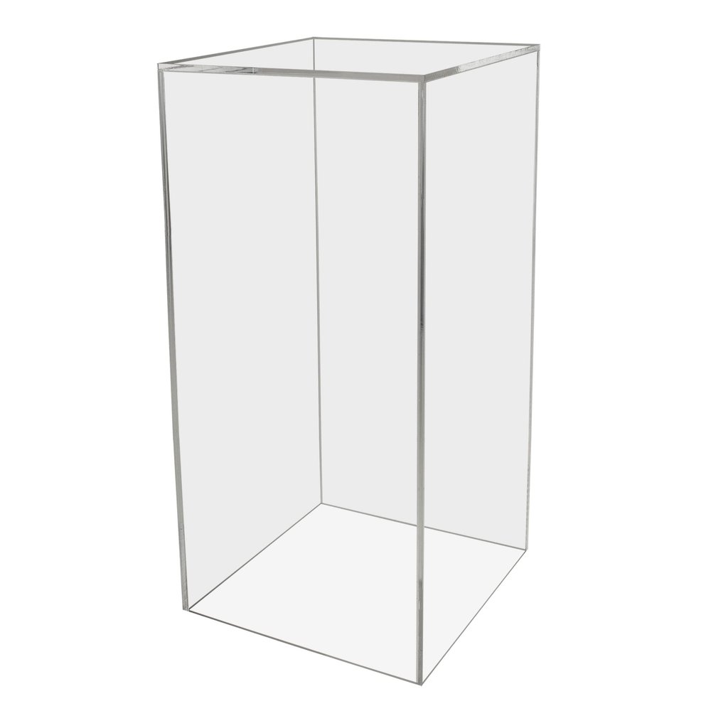 Clear Acrylic 12" x 12 x 19 Tall Display Box No Lid Hollow Pedestal 5 Sided Display Trinkets Flower Dust Cover Bin Collectible Items Elevated Multi Use Showcase No Assembly by Marketing Holders