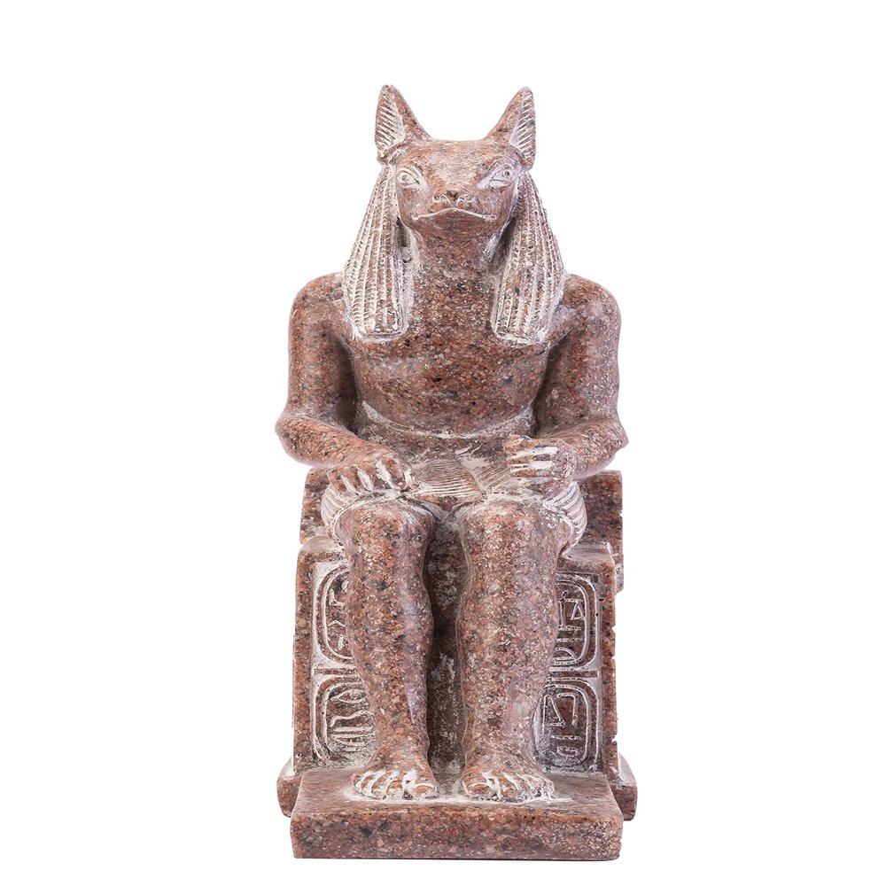 Amazing statue of the Jackal God Anubis sitting on a throne Replica Altar statue handmade in Egypt from Granite stone- heavy masterpiece.