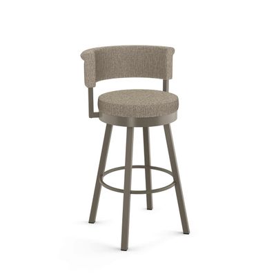Amisco Rosco 30.75" Bar Height Swivel Stool - Beige & Brown Woven Polyester/Light Grey Metal