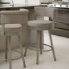 Amisco Rosco 30.75" Bar Height Swivel Stool - Beige & Brown Woven Polyester/Light Grey Metal view 2