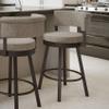Amisco Rosco 30.75" Bar Height Swivel Stool - Beige & Brown Woven Polyester/Dark Brown Metal view 2