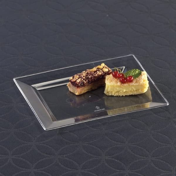 120 Dessert Plates 7.5" by 5.5" Clear Rectangle Appetizer Cake Plate Heavy Duty Bulk Party Supplies, Fancy Disposable Plastic Plates for Wedding and Birthday Party, Holiday, Easter Rectangular Plates
