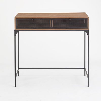The Lakeside Collection Industrial Farmhouse Style Desk with Storage - Walnut