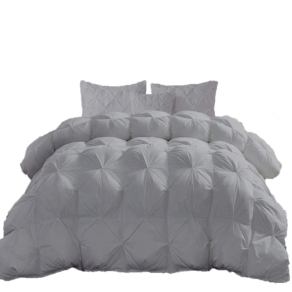 Divine Design 1500-TC Pinch Pleated Down Alternative Comforter Eastern King Size 118 x 110 Inches 1pc Comforter & 2 pcs Pillow Covers, 700 GSM & All Side Corner Tabs 100% Egyptian Cotton