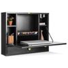 TANGZON Wall Mounted Table, Folding Drop Leaf Computer Desk with Storage Compartments and Drawer, Multifunctional Desk Workstation for Home and Office (Black) view 1