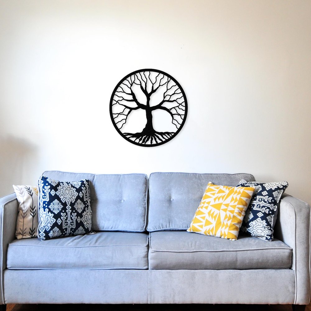 Badger Steel USA - Tree of Life Roots - Metal Wall Art - 22" X 22" - Hammered Silver
