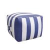 Pasargad Home Galaxy Collection White/Blue Striped Pattern Pouf Ottoman view 1