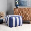 Pasargad Home Galaxy Collection White/Blue Striped Pattern Pouf Ottoman view 2