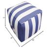 Pasargad Home Galaxy Collection White/Blue Striped Pattern Pouf Ottoman view 3