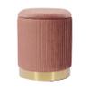 Tov Furniture Zoe Pleated Velvet Round Storage Ottoman (Blush) view 1