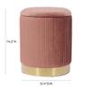 Tov Furniture Zoe Pleated Velvet Round Storage Ottoman (Blush) view 3