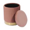 Tov Furniture Zoe Pleated Velvet Round Storage Ottoman (Blush) view 4