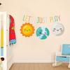 Let's Just Play with Sun Earth and Moon Happy and Creative Design for Kid's Playroom Vinyl Wall Decal - Entrance Banner Phrase for Kid's Playhouse Room Wall Decoration 20" x 12" view 2