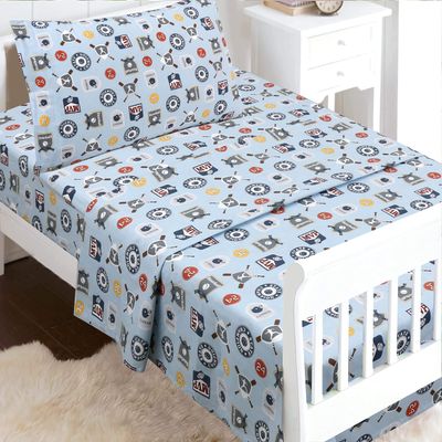 100 Cotton 3 Piece Toddler Sheet Set, Soft Breathable Crib Bedding Set for Boys Includes a Flat Sheet, a Fitted Sheet, a Pillowcase, MVP Sports #32 #24 Basketball Baseball Football