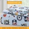 100 Cotton 3 Piece Toddler Sheet Set, Soft Breathable Crib Bedding Set for Boys Includes a Flat Sheet, a Fitted Sheet, a Pillowcase, MVP Sports #32 #24 Basketball Baseball Football view 3