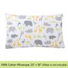100 Cotton 3 Piece Toddler Sheet Set, Soft Breathable Crib Bedding Set for Boys Includes a Flat Sheet, a Fitted Sheet, a Pillowcase, Safari Fun Animals Elephant Giraffe Hippo Grey view 4