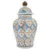 Galt International Light Blue & Brown Hand Painted Mosaic Ceramic Ginger Jar 18" with Lid Porcelain Chinoiserie Temple Jar Vase Kitchen Home Decor for Interior Design view 1