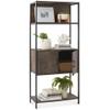 Best Choice Products 4-Tier Bookshelf, Tall Bookcase, Wood Storage Cabinet for Living Room, Bedroom, Entryway, Home Office w/Cabinet, Enclosed Storage, Shelf Space, Metal Sturdy Frame - Dark Walnut view 1