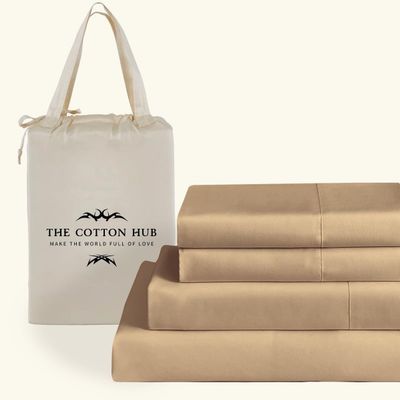 King Size 4-Piece Sheet Set 600 Thread Count Premium Soft Combed Cotton Bed Sheets fits up to 28-32 inch Deep Pocket (Solid, Taupe)