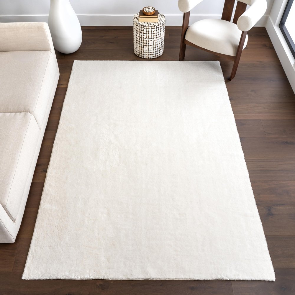 nuLOOM 6' Square Cozy Plush Area Rug, Machine Washable, Non-Slip, Soft Fluffy Shag Carpet for Living Room Bedroom Kids Room Nursery Home Decor, Loni White