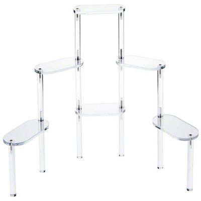 6 Tier Acrylic Display Stairs - Size: 3" x 6" x 10 1/4" H Oval Platform- Stairway Riser.