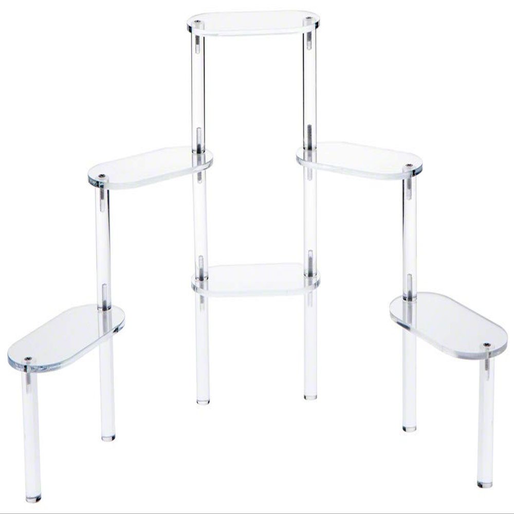 6 Tier Acrylic Display Stairs - Size: 3" x 6" x 10 1/4" H Oval Platform- Stairway Riser.
