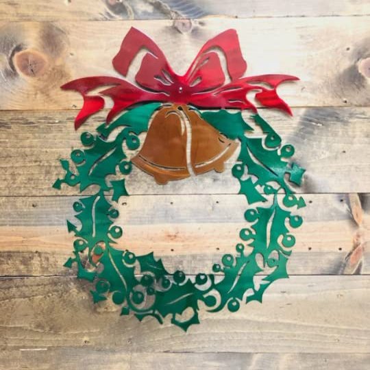 Holiday Christmas Wreath Metal Art Steel Decor Door Hanger (18")