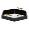 Kate and Laurel Lipton Modern Hexagon Mirrored Tray; 18 x 18; Black and Gold; Midcentury Decorative Serving Tray for Storage and Display view 1