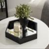 Kate and Laurel Lipton Modern Hexagon Mirrored Tray; 18 x 18; Black and Gold; Midcentury Decorative Serving Tray for Storage and Display view 2