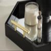 Kate and Laurel Lipton Modern Hexagon Mirrored Tray; 18 x 18; Black and Gold; Midcentury Decorative Serving Tray for Storage and Display view 3