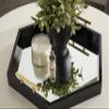 Kate and Laurel Lipton Modern Hexagon Mirrored Tray; 18 x 18; Black and Gold; Midcentury Decorative Serving Tray for Storage and Display view 4