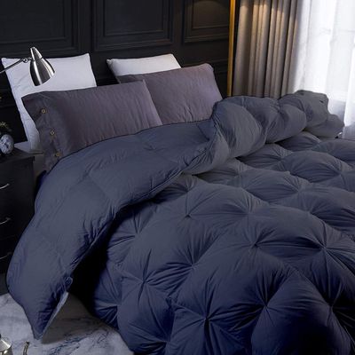 1 Piece Pinch Pleated Comforter 100% Egyptian Cotton with 4 Corner Tabs Fill 500 GSM Twin/Twin XL - Dark Grey Pin Tuck Design Lightweight, Extra Soft,Ultra Fluffy Smooth Comforter for Bedding