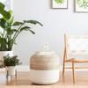 Agro Richer Home Dcor Braided White Cotton Jute Pouf Ottoman Footrest Bean Bag, Floor Chair Great for The Living Room, Bedroom and Kids Room Rustic Farmhouse Deco (Cover Only) 20x20x20 view 1