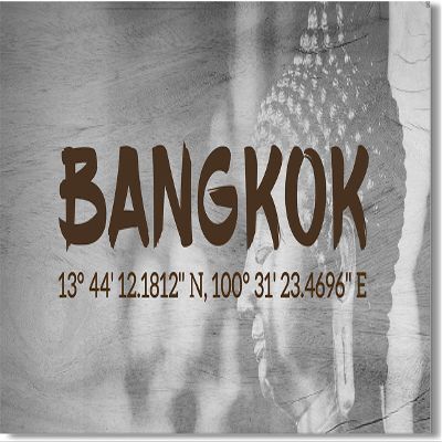 Bangkok Thailand longitude latitude home decor - Canvas farmhouse decor - GPS coordinates wall decor - Buddha wall art - Great gift for women and men - 48x24 ready to hang canvas