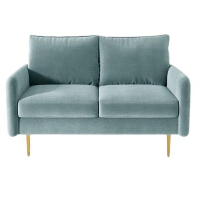 Kingway Furniture Almor Velvet Living Room Loveseat in Light Grayishcyan