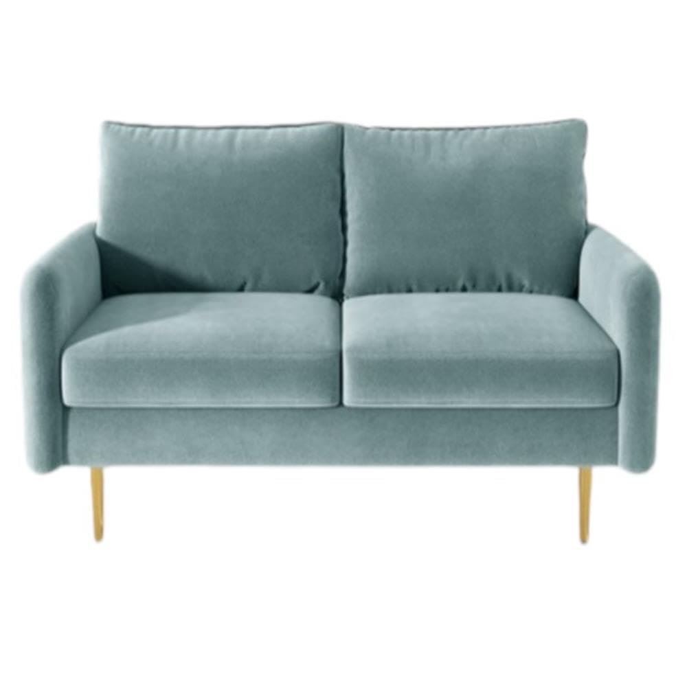 Kingway Furniture Almor Velvet Living Room Loveseat in Light Grayishcyan