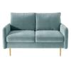 Kingway Furniture Almor Velvet Living Room Loveseat in Light Grayishcyan view 1