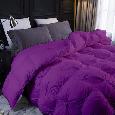 1 Piece Pinch Pleated Comforter 100% Egyptian Cotton with 4 Corner Tabs Fill 500 GSM Twin/Twin XL - Purple Pin Tuck Design Lightweight, Extra Soft,Ultra Fluffy Smooth Comforter for Bedding