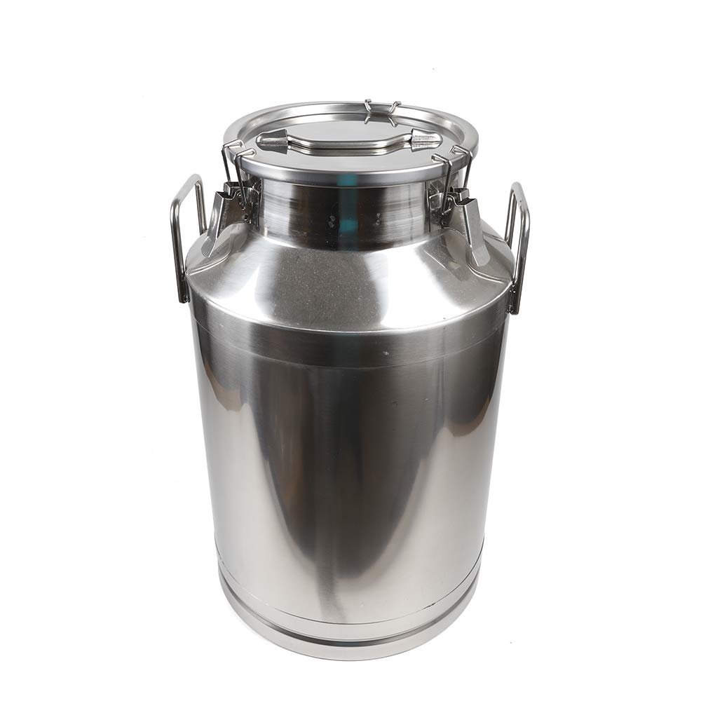 60L/ 15.8Gallon Stainless Steel Milk Can with Sealing Lid, Heavy Duty Milk Bucket Wine Pail Bucket Sealed Milk Cans Tote Jug for Milk and Wine Container Storage, Easy Use